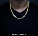 12mm - Elite Miami Cuban Chain in 10K Gold - White Carat - USA & Canada